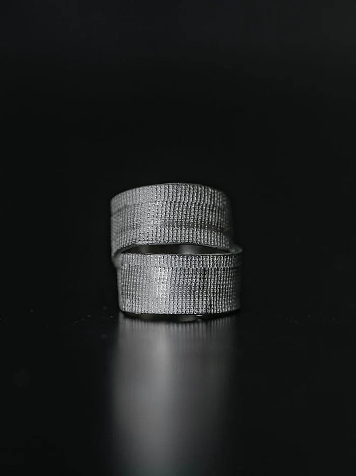2-Bandage Silver Ring (2-VTGR04 ) | Vintage White