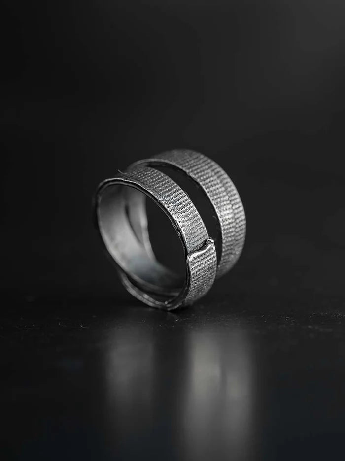 2-Bandage Silver Ring (2-VTGR05) | Vintage Silver