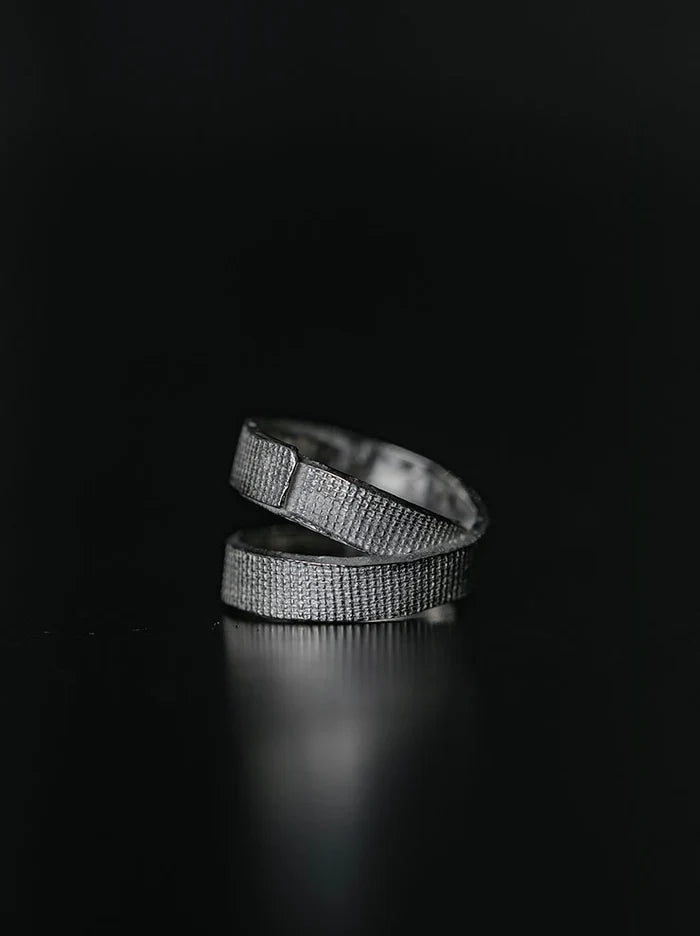 2-Bandage Silver Ring (2-VTGR05) | Vintage White