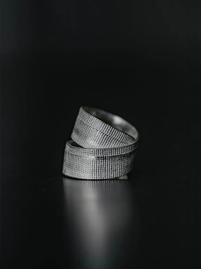 2-Bandage Silver Ring (2-VTGR04 ) | Vintage White