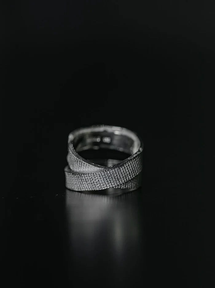 2-Bandage Silver Ring (2-VTGR05) | Vintage White