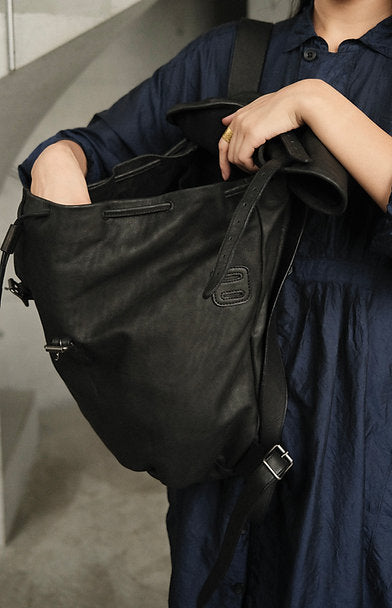 Black Leather Backpack
