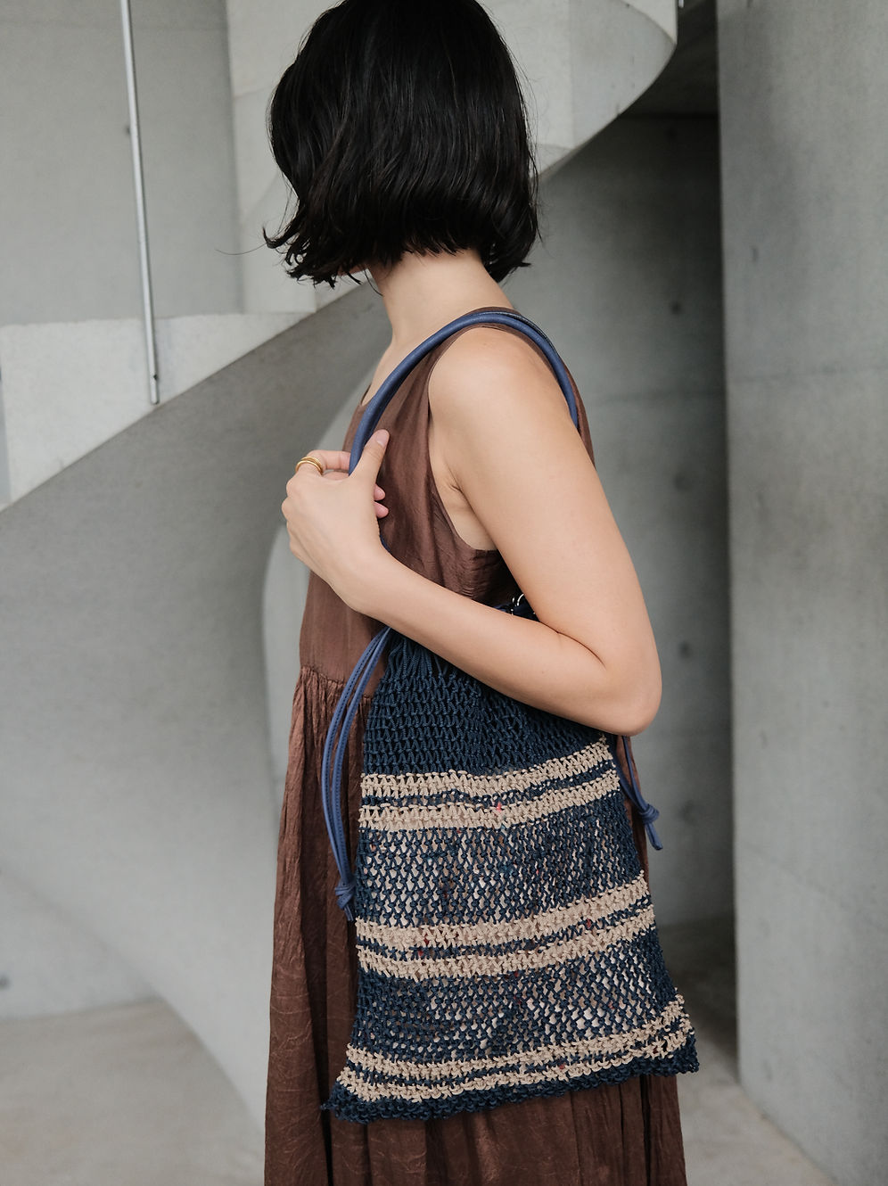 Net Bag (Navy + Beige)