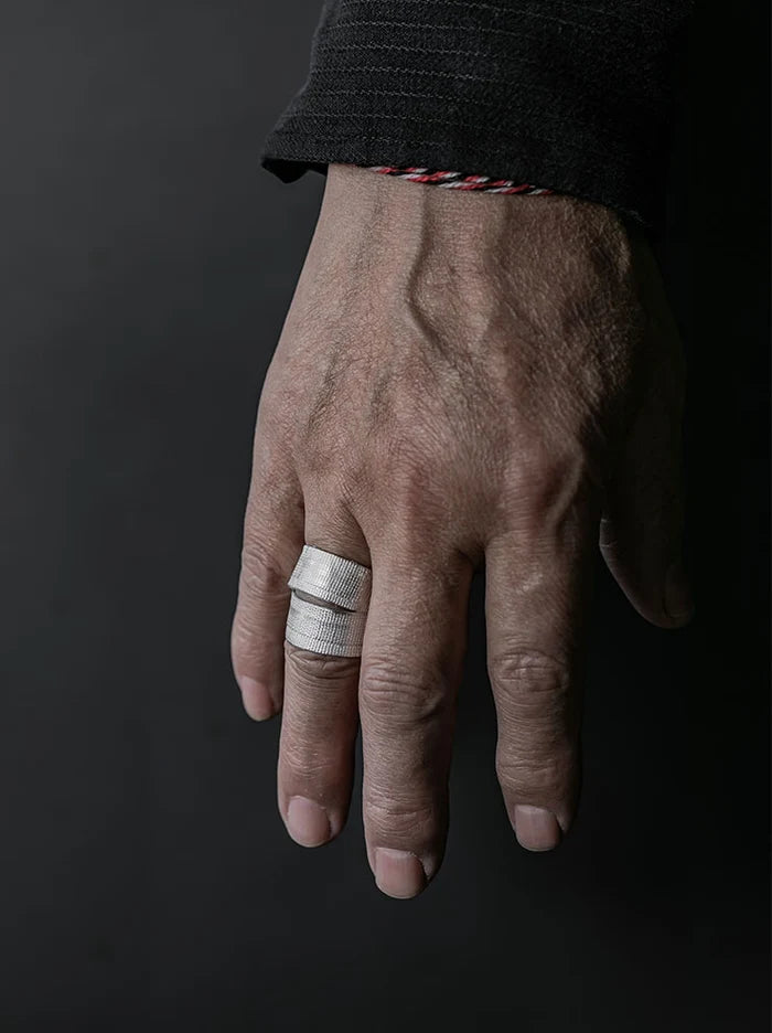 2-Bandage Silver Ring (2-VTGR04 ) | Vintage White