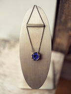 Azurite Necklace : 18k Yellow Gold Prongs