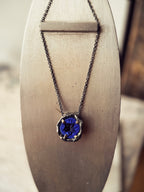 Azurite Necklace : 18k Yellow Gold Prongs
